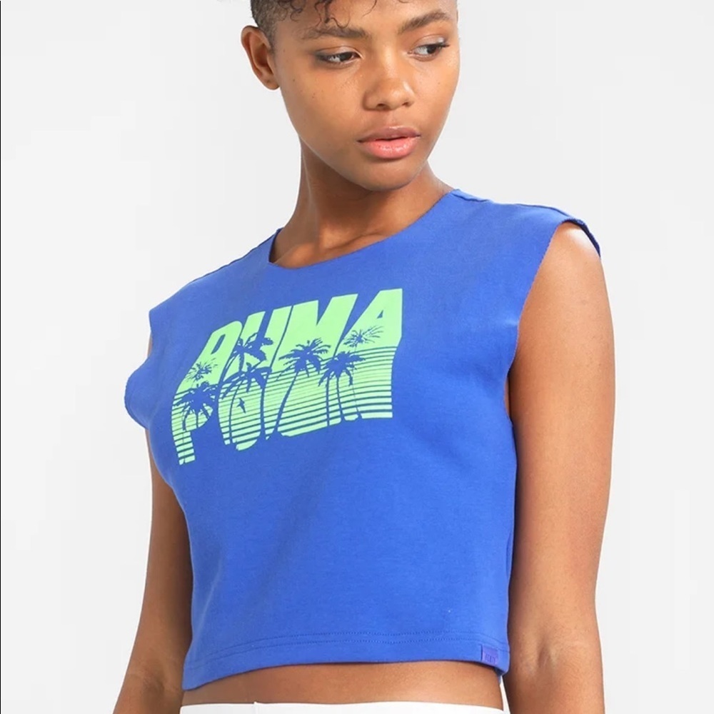 NWT! PUMA by Rihanna blue size L crop athletic top